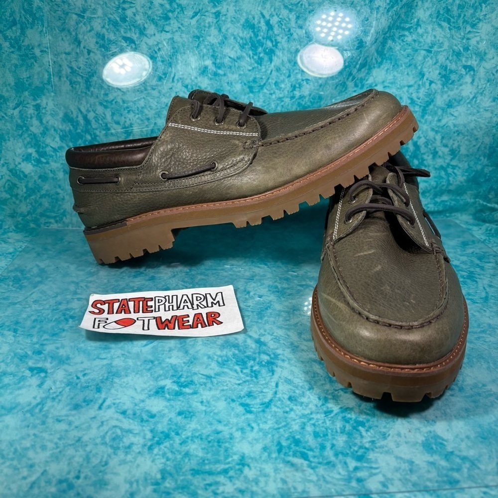 Sperry Top Sider Men’s Green Low Top Casual Leather Chunky Boat Shoes Size 7.5